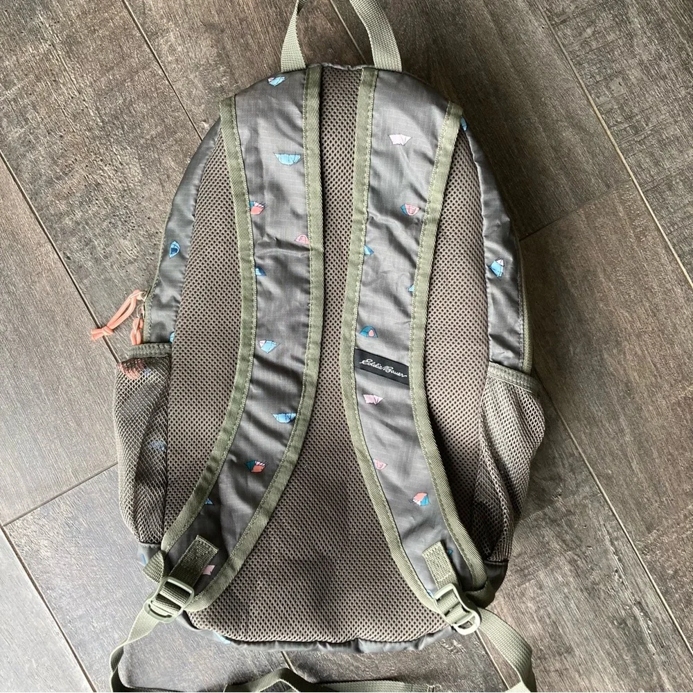 Eddie Bauer Stowaway Backpack 20L Gray‎ with Tent Camping Graphic Foldable